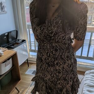 Veronica Beard Black and Gray Snake Print Dress